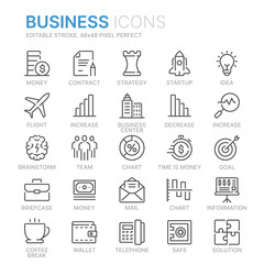 Collection of business line icons. 48x48 Pixel Perfect. Editable stroke