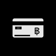 Credit card with a currency sign. Thailand currency sign Baht.Black background