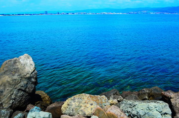 Crystal blue Black Sea in Bulgaria Nessebar island