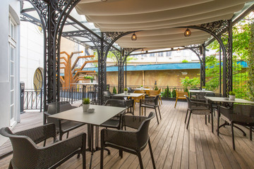 Fototapeta na wymiar Interior of a summer restaurant terrace