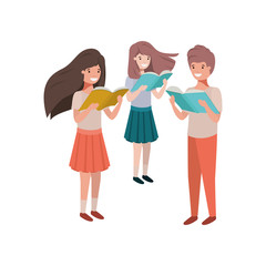 group of student with reading book in the hands