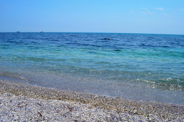 Crystal blue Black Sea in Bulgaria Nessebar island