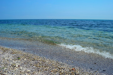 Crystal blue Black Sea in Bulgaria Nessebar island
