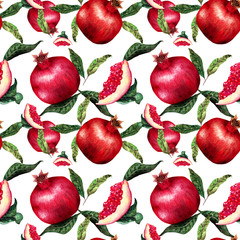 Watercolour pomegranate seamless pattern