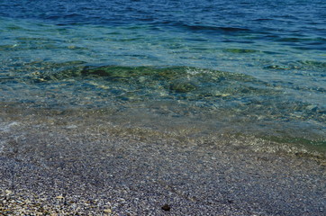 Crystal blue Black Sea in Bulgaria Nessebar island
