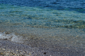 Crystal blue Black Sea in Bulgaria Nessebar island