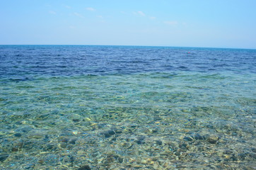 Crystal blue Black Sea in Bulgaria Nessebar island