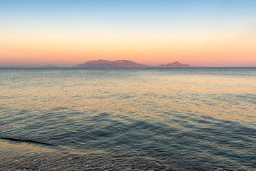 Evening on Aegean sea next to Kardamena city on Kos island , Greece.