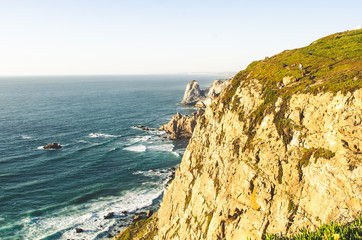 Fototapeta na wymiar beautiful view to ocean and rocks at Cabo da Roca