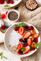 Chia seed pudding with fresh  berries,healthy breakfast