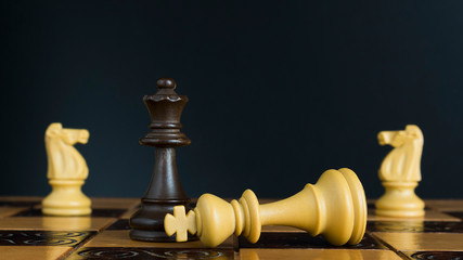 Scacchi fotografati su una scacchiera