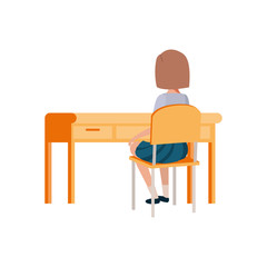 Fototapeta premium young student girl sitting in school desk