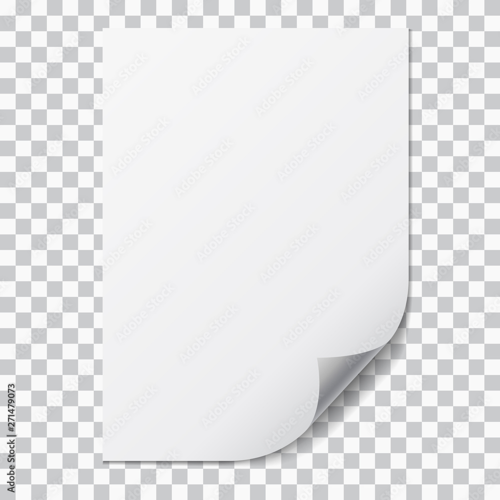 Poster realistic illustration of a sheet of a4 paper with folded corner and space for your text. isolated o