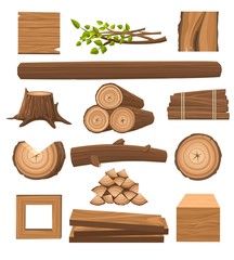 Fototapeta premium Stacked timbers and firewood logs