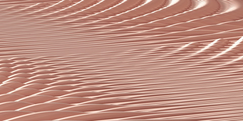 Fototapeta na wymiar Cosmetic background for product presentation. Nude color parametric curve strip pattern. 3d rendering illustration. - Illustration