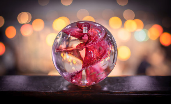 Pink and Purple Marble Close Up with Bokeh Lights