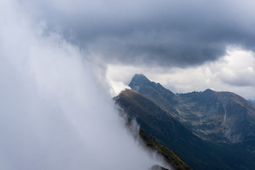 Mountain trail under the clouds in the Western Tatras.