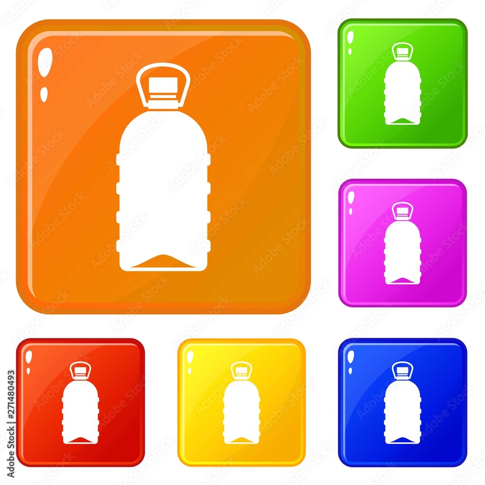 Poster Big bottle icons set collection vector 6 color isolated on white background