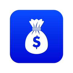 Bag with dollars icon digital blue for any design isolated on white vector illustration