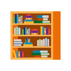 shelving with books in white background