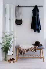Modern interior with sitting bench