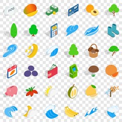 Life icons set. Isometric style of 36 life vector icons for web for any design