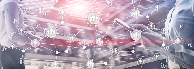 HR Human resources management peoples relation organisation structure virtual screen mixed media...