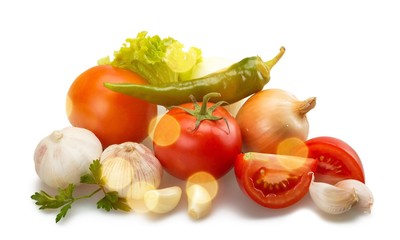 Spaghetti with shrimps,tomatoes and chopped parsley