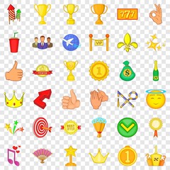 Prize icons set. Cartoon style of 36 prize vector icons for web for any design