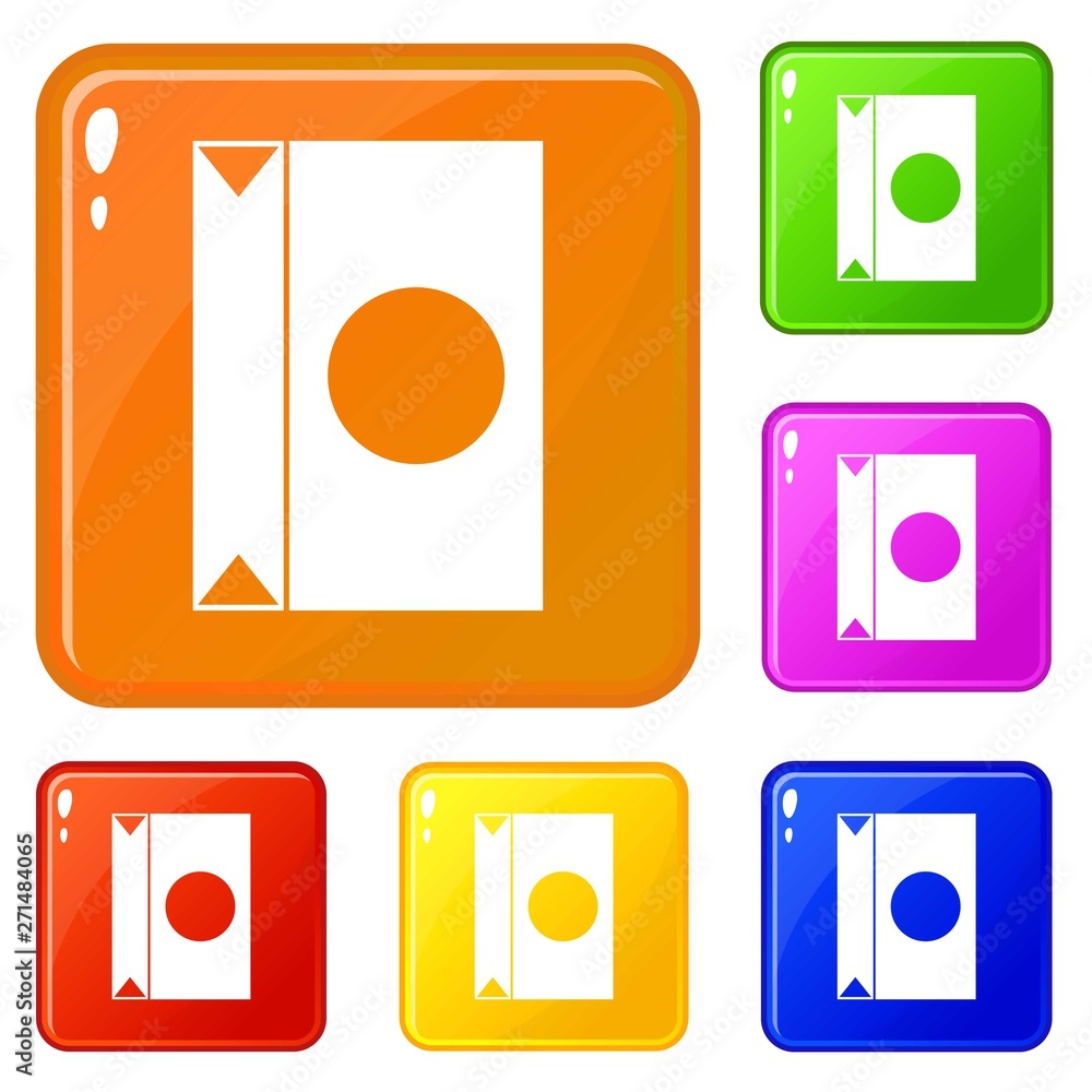 Poster big package icons set collection vector 6 color isolated on white background