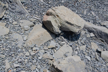 Sea stones on the beach.