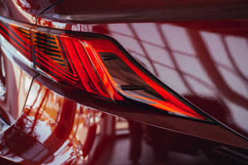 Closeup of car tail light on a modern car
