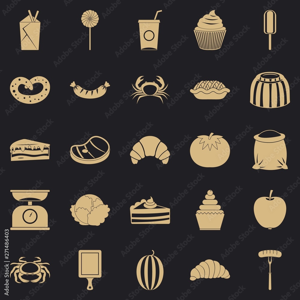Poster best breakfast icons set. simple set of 25 best breakfast vector icons for web for any design