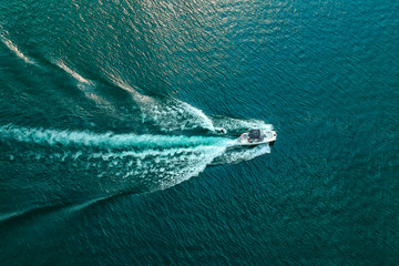 Wakeboard training scene aerial view