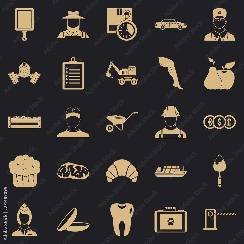 Poster best work icons set. simple set of 25 best work vector icons for web for any design