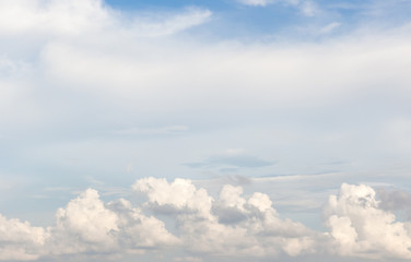Blue sky with clouds background.Sky daylight. Natural sky composition. Element of design.