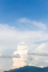 Blue sky with clouds background.Sky daylight. Natural sky composition. Element of design.