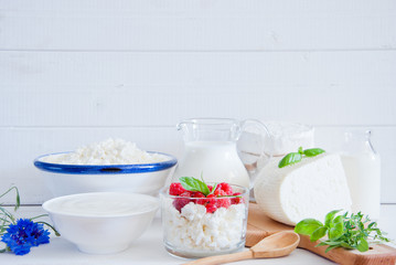 Cottage cheese, sour cream, cheese, cream, yogurt and milk
