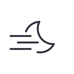 Moon, clouds. Evening. Night. Vector linear icon.