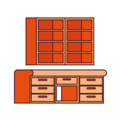wooden shelving in white background icon