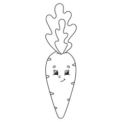 Coloring book for kids. Cheerful character. Vector illustration. Cute cartoon style. Fantasy page for children. Black contour silhouette. Isolated on white background.