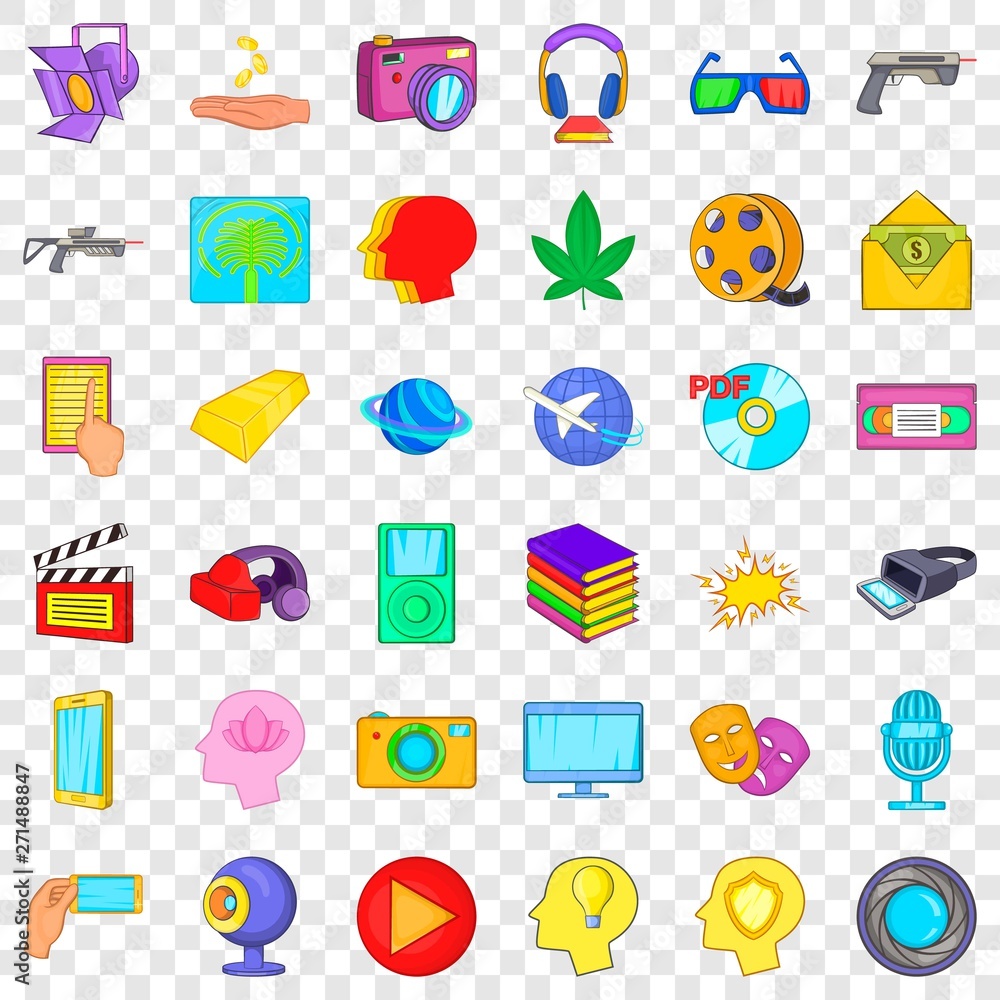 Poster connect icons set. cartoon style of 36 connect vector icons for web for any design