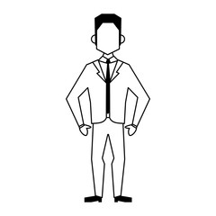 business man avatar icon cartoon in black and white