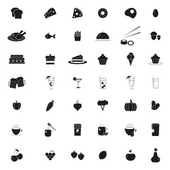 Food and drink set of 42 icons backgound