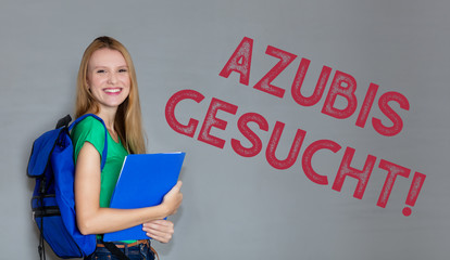 Azubi Gesucht Stempel mit rothaariger Studentin