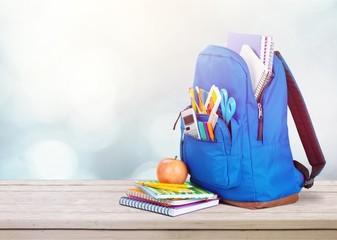 School backpack back bag book blue stationery