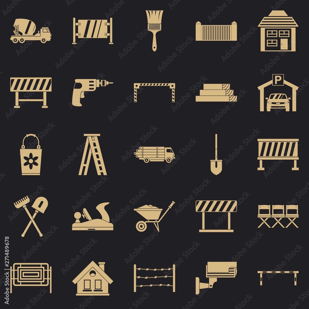 Poster security icons set. simple set of 25 security vector icons for web for any design