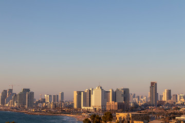 Obraz premium Panorama miasta i morza Telyaviva Izrael