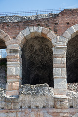 Fototapeta na wymiar Colliseum in Verona city, Italy,Roman amphitheatre Arena di Verona and Piazza Bra ,march,2019