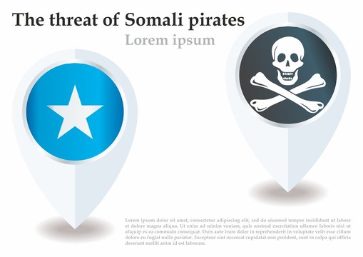 Somali Pirates Flag Set, News About Another Incident With Somali Pirates. Template For News And Information Design.